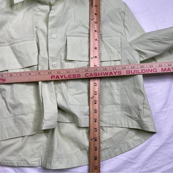 Zara Womens Green Button Front Shirt Boho Crop Long Sleeve Size S A060223 - Picture 7 of 7